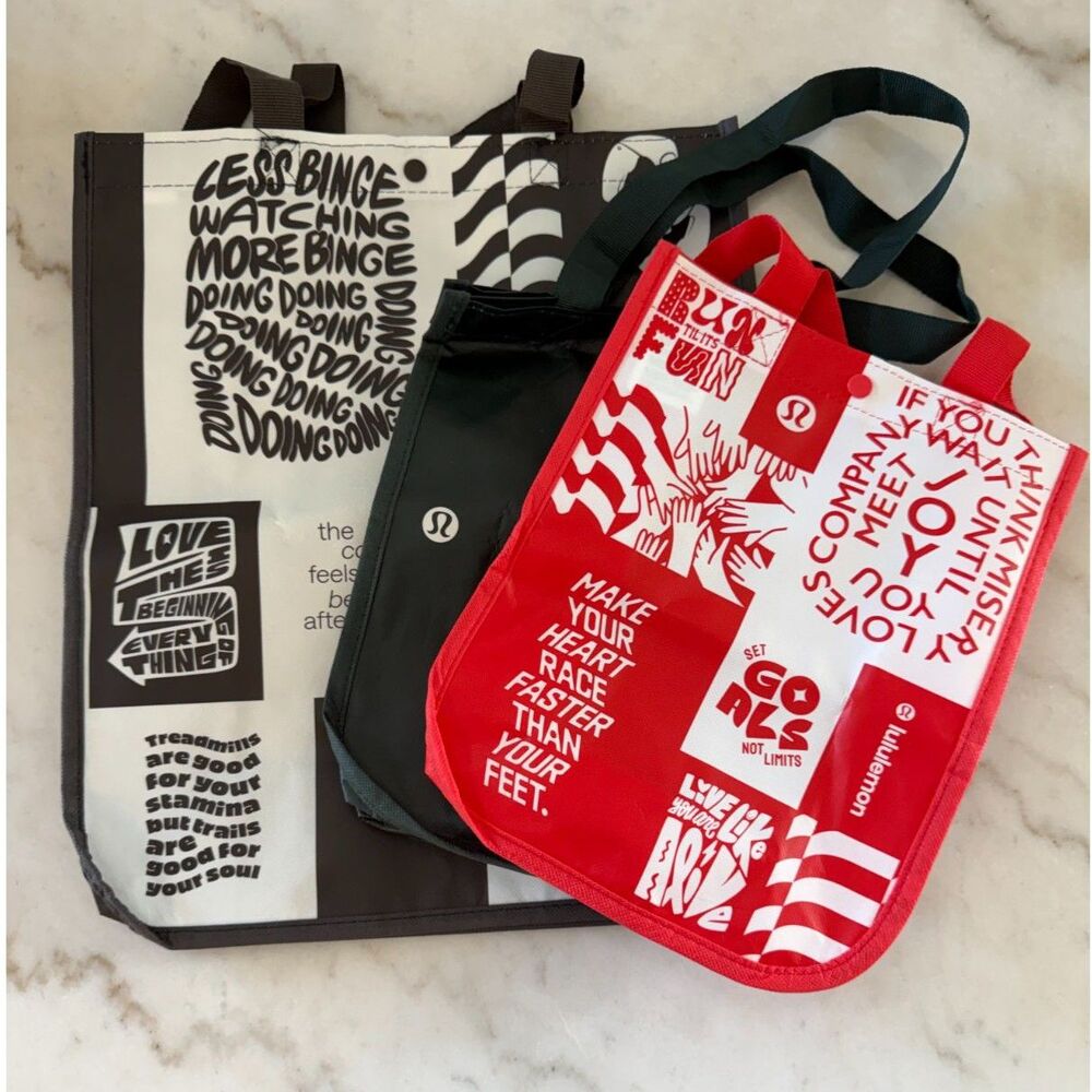 Lululemon Shopping Bags Totes Lot of 3 Lunch Yoga Reusable